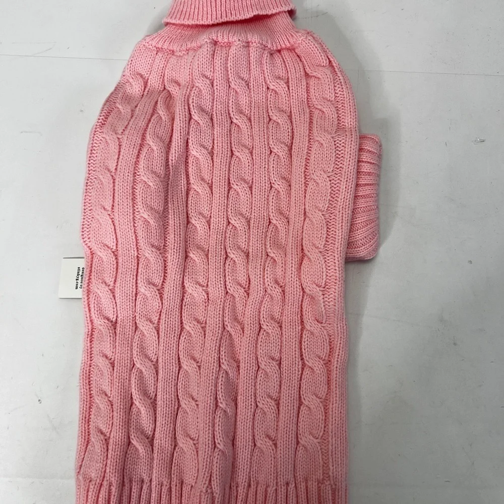 NWT Stinky-g Pink Cable Knit Dog Turtleneck Sweater Medium